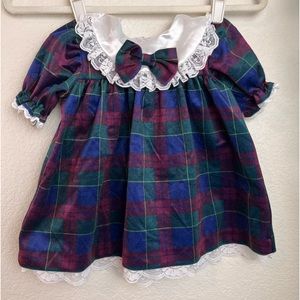 Red and Green Plaid Vintage Baby Dress